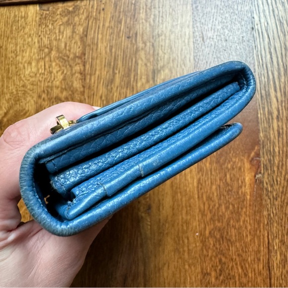 ❤️LAST CHANCE❤️ Prada Blue Saffiano Leather Snap ID Holder Long Wallet (w/ COA) - Picture 10 of 15